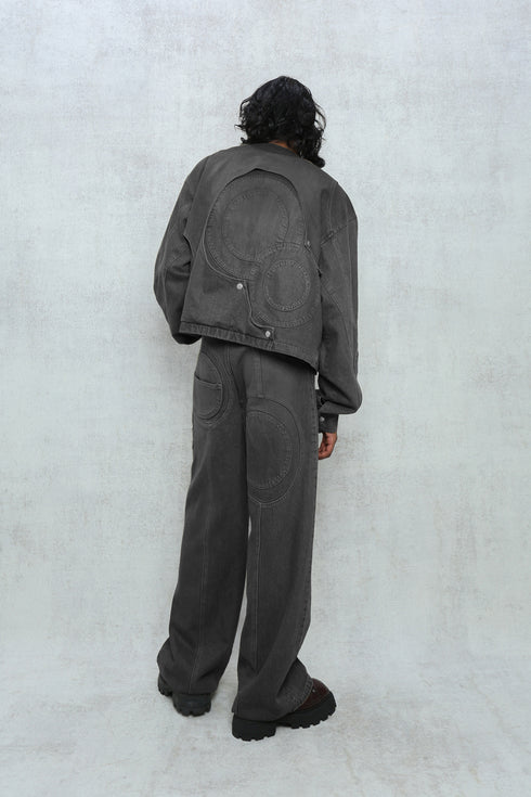 CIRCLE CUT-OUT DENIM JACKET -BLACK- *Last1